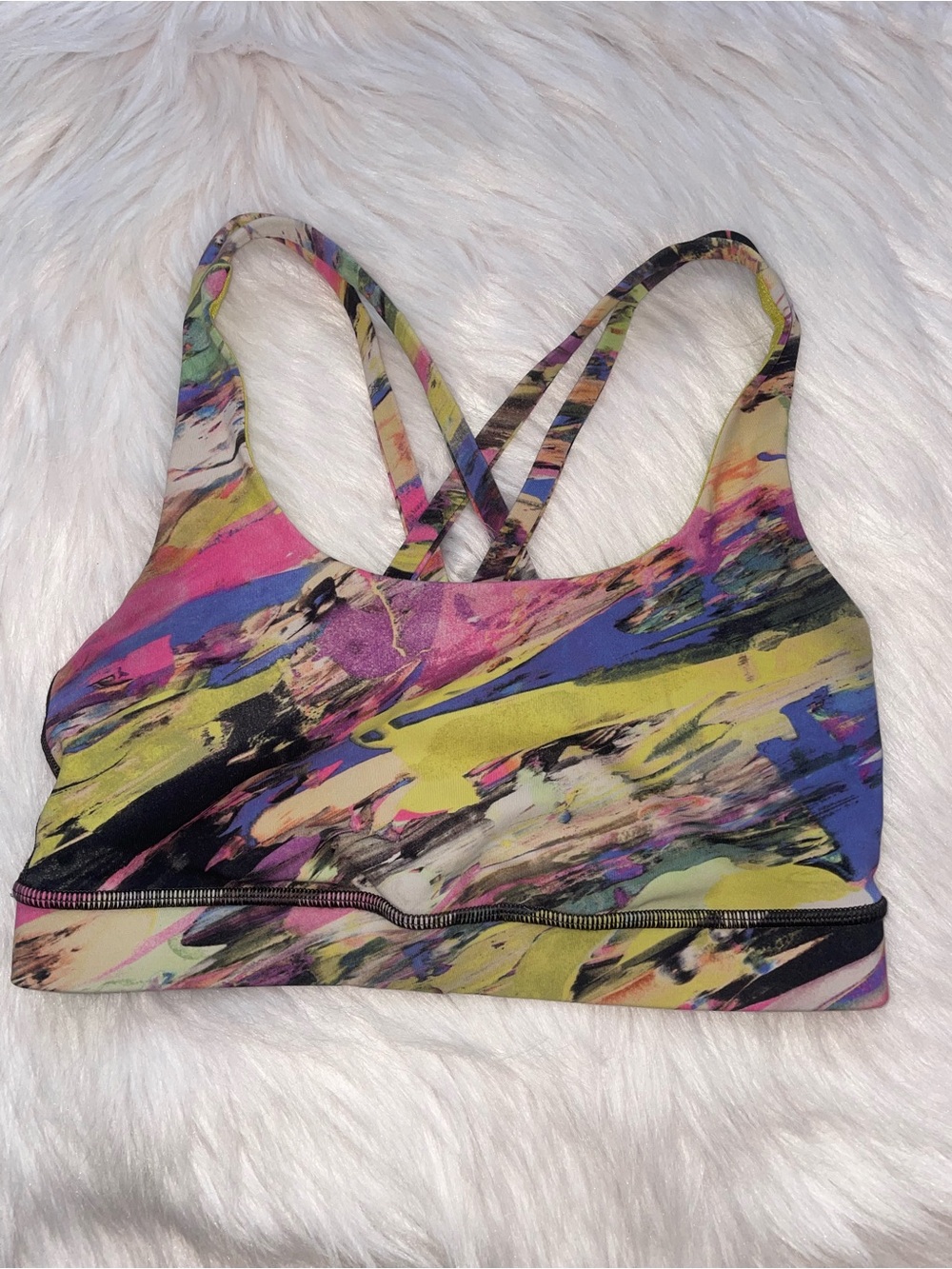 Lululemon energy bra catalyst multi color women’s 4 sports bra colorful print